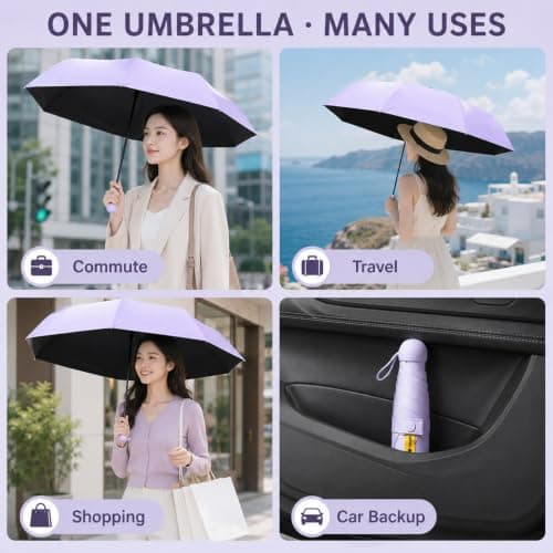 WHJYCC Compact Folding Umbrella - Lilac Travel Umbrella with Case — view 6