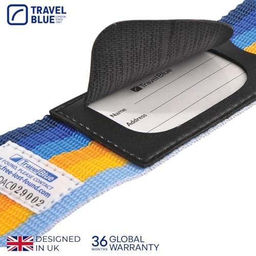 Travel Blue Luggage Straps - Multicolour Suitcase Straps for Easy Recognition - 80" x 2" Durable Polypropylene with Nylon Buckle, Integral Address Label - Secure Luggage Straps for Suitcases (Blue) — view 3