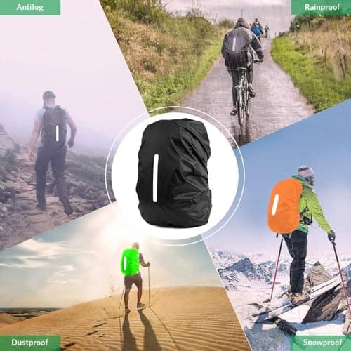 GUKOY Waterproof Rain Cover with Reflective Strap for Backpack, 2 Adjustable Anti Slip Cross Buckle Strap, Rainproof Snowproof Dustproof Anti-Frost Covers (Orange, XS for 8-17L backpack) — view 6