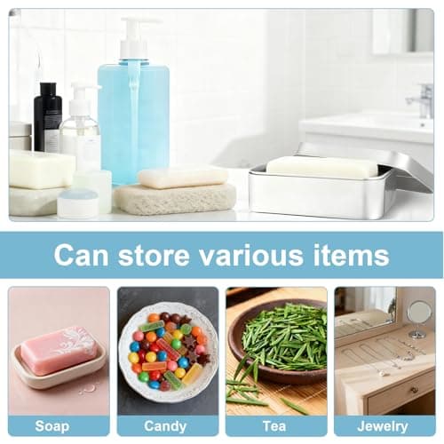 2 Pcs Aluminum Soap Dishes, Rectangular Metal Soap Storage Case — view 6