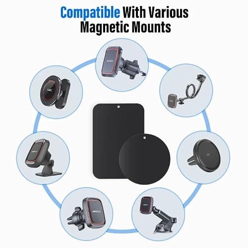 APPS2Car Universal Metal Plates for Magnetic Car Phone Mounts/Holders, 10 Strong Adhesive Discs (5 Round+5 Rectangle) — view 2