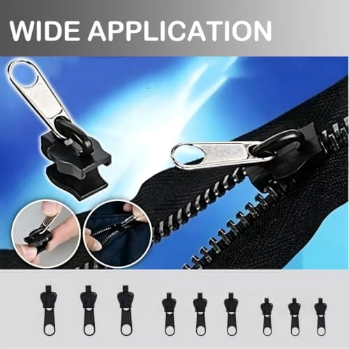Pinpulux 9Pcs Detachable Universal Zipper Puller Replacement Repair Kit,3 Sizes Instant Black Zippers Rescue Fix Slider Removable for Backpacks Suitcases Zip Repair Puller Set — view 6