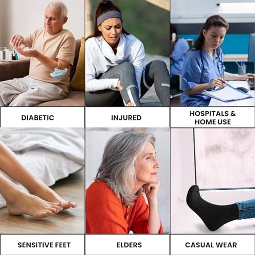 Towelogy Womens Diabetic Merino Wool Socks Loose Top Ultra Warm Winter Thermal Bed Socks UK Size 4-8 (Black, 1 Pair) — view 5