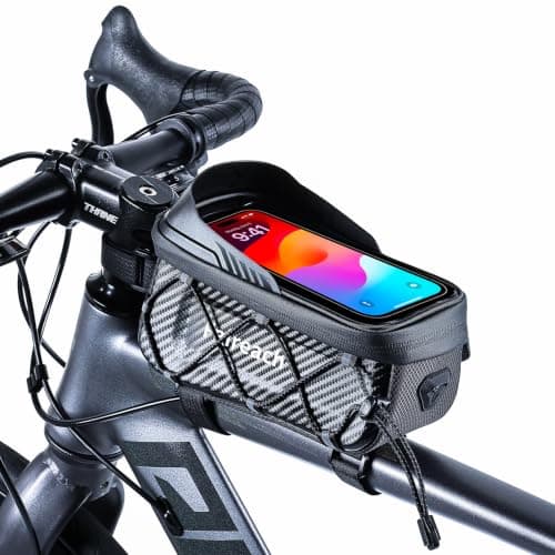 Waterproof Bike Frame Bag With Phone Holder, Handlebar Phone Mount For 6.9"