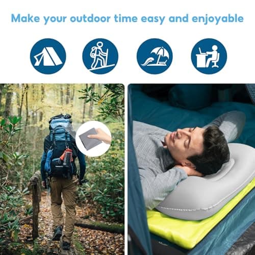 KUIZHEN 3Pcs Inflatable Pillow, 22 x 34cm Camping Pillow in Flocked Fabric — view 6