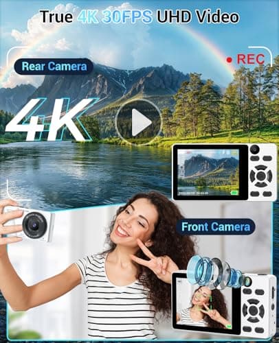 Digital Camera 4K 64MP Autofocus Compact 32GB White — view 2