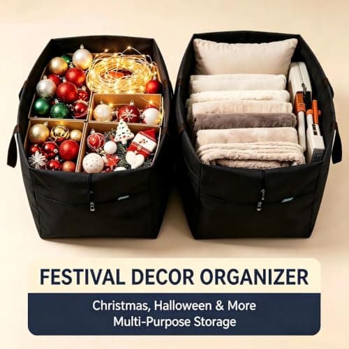iwill CREATE PRO 70*42*35cm Waterproof Over-sized Christmas, Festival Decorations Organizer Storage Bag, Travel Duffel Bag, Back to School Carry Bag, Washable, Black — view 5