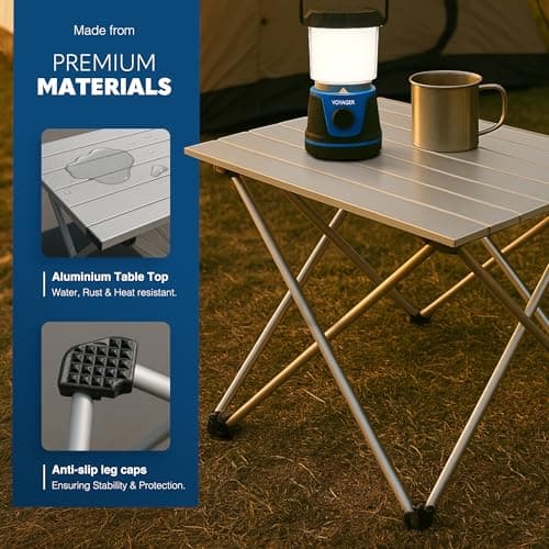 Voyager Camping Table – Foldable Outdoor Table with Adjustable Height, Extra Storage, Quick Setup, Lightweight & Durable – Compact Table for Camping, Picnic & Travel – medium 43x40x40cm — view 6