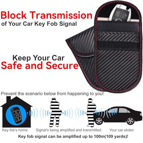 2 Pcs Signal Blocking Pouch, Key Signal Blocking Case, Carbon Fiber Design for Car Key Protection Blocks Signals to Prevent Theft Durable, and Compact for Daily Use Perfect for Car Safety — view 6