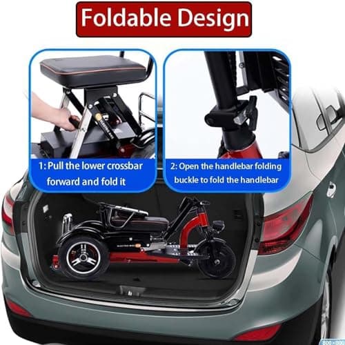 3 Wheel Mobility Folding Mobility Lightweight Travel Mobility with Charger and Basket for Shopping Outdoor Seniors Adults Handicapped Elderly (2) — view 5