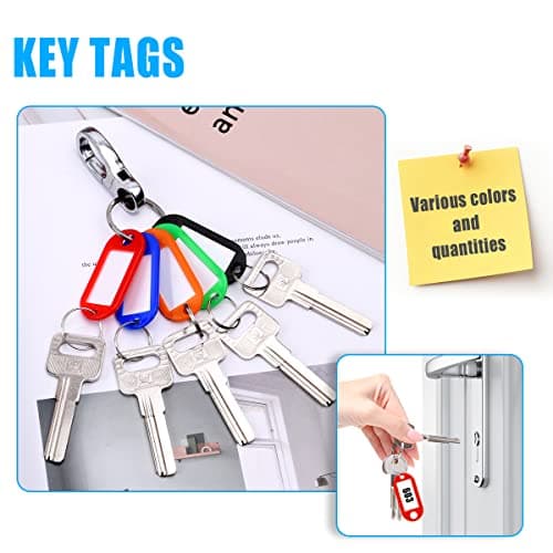 Vicloon 10 Pack Key Tags with Labels, Key Tags with Split Ring, Sturdy & Durable Plastic Key Fobs Easy to Read, Key Fobs Labels ID Keyring Tags for Luggage Pet Name Tags, 10 Colors — view 6