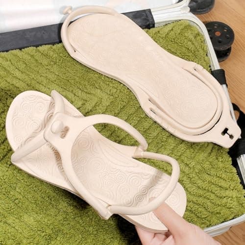 Dianzan Travel Slippers Shower Foldable Shoes Womens Foldable Flip Flops Portable Thong Slippers Travel Sandals Non-slip Hotel Slippers — view 4