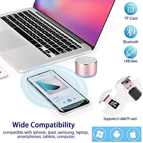 HDAKDDHG Portable Bluetooth Speaker, Wireless Speaker with LED Lights, HD Sound, Supports TF Card, AUX, USB, Bluetooth, Silver, Modern Style, Perfect for Outdoor, Travel, Home, BBQ, Beach — view 2