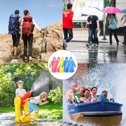 dogmoon Disposable Emergency Rain Ponchos, 5 PCS Waterproof Raincoats Packaged in Keychain Ball with Hook, Disposable Rain Poncho with Hoods for Camping Cycling & Outdoor Activities(5 Color) — view 6