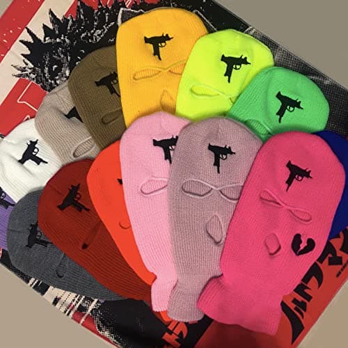 YAMEE 3 Hole Uzi Balaclava Knitted Full Face Cover Ski Mask Winter Windproof Neck Warmer Thermal Cycling for Men Women (Purple) — view 5