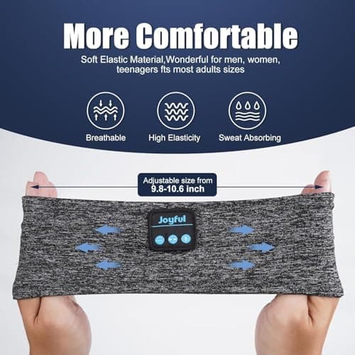 Sleep Headphones Bluetooth 5.3 Headband, Sports Wireless Earphones Sweat Resistant Earbuds with Ultra-Thin HD Stereo Speakers, Sleep Mask for Running,Workout, Yoga,Insomnia,Travel Cool Gadgets Gifts — view 3