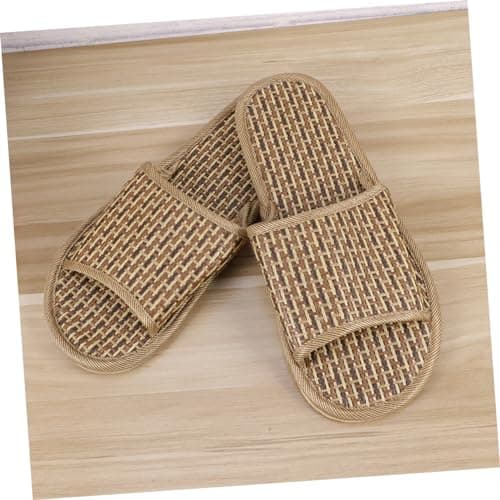minkissy Bamboo Slippers Summer Woven Sandals Lightweight Breathable Open-Toe Flat Slippers for Women Men Indoor Outdoor Casual Wear — view 6