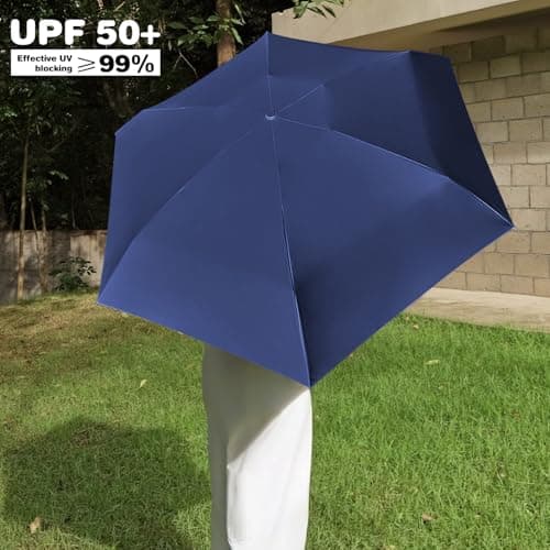 MPXEAVG Travel Umbrella, Handbag Umbrellas, Compact Umbrella with Case, for Women Handbag Size, UV Protection for Men Women (Navy Blue) — view 3