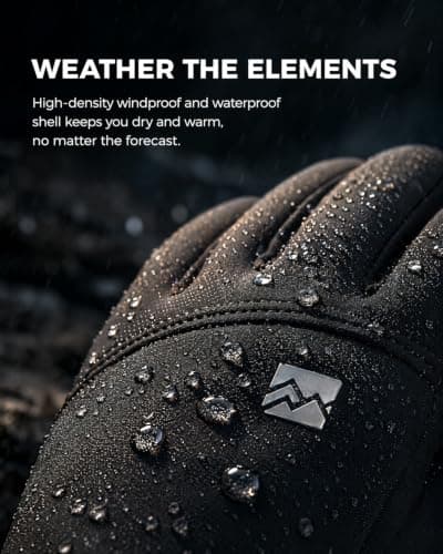 Vinuwu Winter Thermal Gloves for Men Women, Waterproof Anti-Slip, Black — view 4