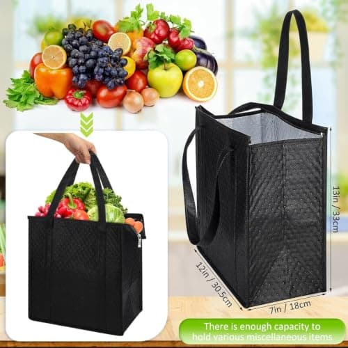 2 Packs Insulated Reusable Grocery Shopping Bag,Large Cooler Bags,30x18x3cm — view 3