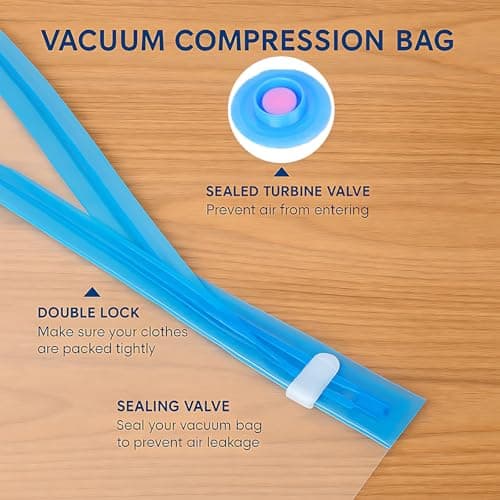 6Pack Vacuum Storage Bags for Clothes, Reusable, 40x60cm Travel Essentials Sealer Compression Bags, Space Saver Vacuum Cubes Packing Bags, for Storage Coats Clothes Towels Bedding Duvet Blanket — view 6