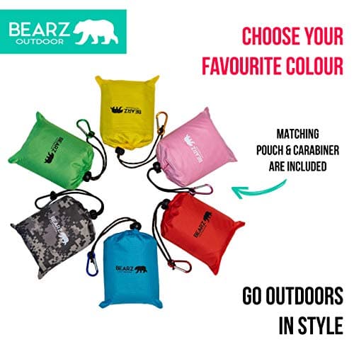 BEARZ Outdoor Travel Blanket - Pocket Sized Beach Mat, Waterproof Picnic Mat, Sandproof - Camping Gadgets & Festival Hiking Accessories (Yellow) — view 5