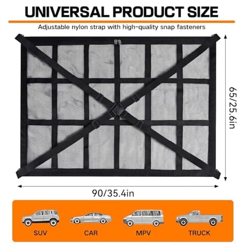 Car Ceiling Cargo Net, 90cm x 65cm Upgraded Anti-Sag Roof Storage Organiser — view 2