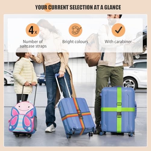 Ninmaofly 4 Pcs Luggage Straps for Suitcases, Adjustable Suitcase Straps — view 2