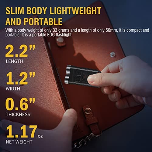 BORUIT V3 Mini Powerful Torch LED Super Bright 900LM with UV Red Blue Light,USB-C LED Rechargeable Small Pocket Keychain Torch,IP65 Waterproof 12 Modes Keyring Torch Flashlight with Magnet (Black) — view 3