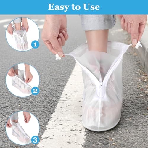 Alaoo Rainproof Shoe Covers, Durable Thickened Overshoes for Men and Women, Shoe Cover Foldable with Non Slip for Rain, Gardening, Hiking, Outdoor, White 2XL — view 4