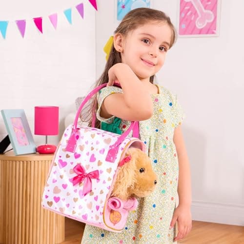 Pucci Pals Plush Puppy Carrier Set, Cocker Spaniel, Heart Print Bag, Pet — view 4