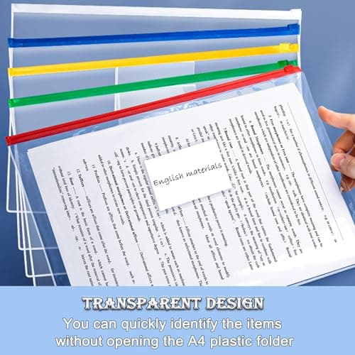 BIHIYII A4 Plastic Wallets 10Pcs, A4 Zip Wallets Document Folder, Storage Zip Lock Bags Paper File Folders Puzzle Bag for Stationary Office Supplies, Homework, Cosmetics, Travel Accessories — view 5