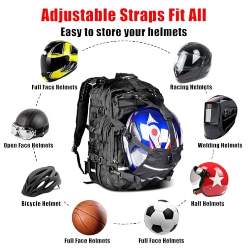 Goldfire Motorcycle Helmet Backpack for Men Expandable 30L Large Capacity Waterproof Motorcycle Backpack Hiking Outdoors Bag Riding Backpack with USB Charging Port — view 6