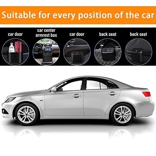 Einesin Car Trash Can, Mini Car Organizer Bin with Lid and 40pcs Trash Bags, Small Garbage Can for Storage and Organization Car Accessories, Capacity 1.4L — view 2