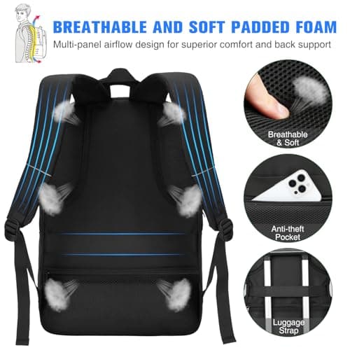 Paude Laptop Backpack,School Backpack Large Bookbag for High School College Students,Black Backpack for Men Office Business,Waterproof — view 2