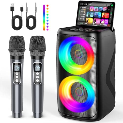 Karaoke Machine 2 Microphones for Adults & Kids,Bluetooth Speaker