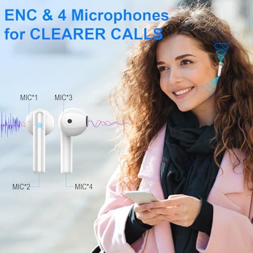 Wireless Earbuds, Bluetooth 5.4 Ear buds with 4 ENC Noise Cancelling Microphone, Bluetooth Headphone with HiFi Stereo Deep Bass, Bluetooth Earphones In ear 45H Playtime LED Display, IP7 Waterproof — view 3