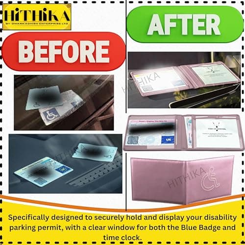 Soft Leather Disabled Badge Holder Wallet Disability Parking Badge Cover Holder by Hithika Disabled Blue Badge Display Holder (Baby Pink) — view 4
