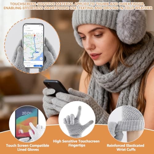wokdsbl 5 PCS Hat and Scarf Set for Women Cold Weather Accessories — view 3
