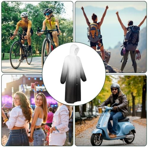 HOTUT Rain Poncho Raincoats for Adults, 2 Pack EVA Rain Poncho, Reusable Rain Jacket Rainwear with Hoods and Sleeves, Waterproof for Emergency,Camping, Hiking Travel, Amusement Parks, Festival Mac — view 6