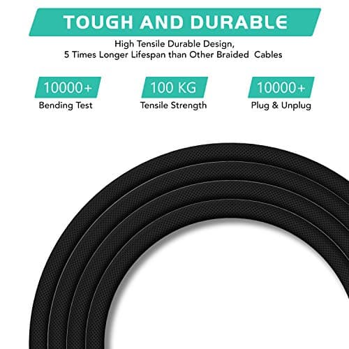 iSOUL USB C Cable [15cm] Data Sync High Speed Charging Nylon Braided Type C Fast Charger Lead Cord for Samsung Galaxy Huawei MacBook Xperia OnePlus Google Pixel Oculus Quest, iPad 10.2" 2020 8th Gen — view 6