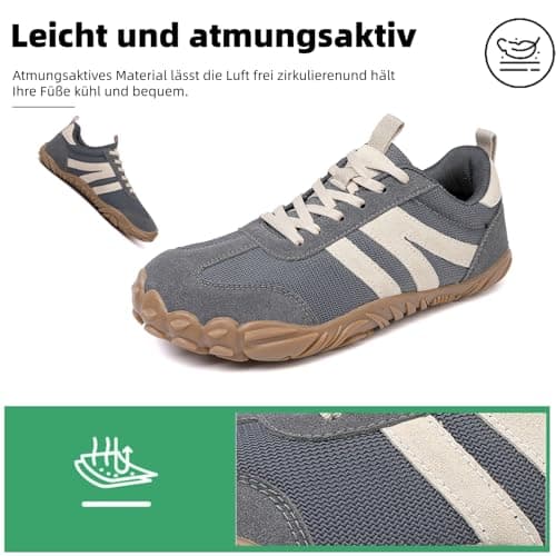 Barefoot Shoes Mens Womens Trail Running Shoes Outdoor Zero Drop Wide Toe Box Shoes Lightweight Walking Sneakers Non Slip Hike Footwear Minimalist Fitness Shoes，Grey，11UK — view 5