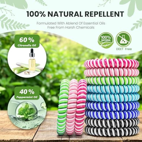 Asddage Mosquito Repellent Bracelet 12 Pack, DEET-Free, Natural Plant Oil — view 2
