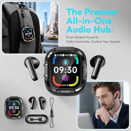 AI Translation Earbuds Real Time, 2026 New NE70 Language Translator Headphones with Touch Screen, Audifonos Traductores Inglés Español, Bluetooth Translating Device Support 164 Languages-White — view 4