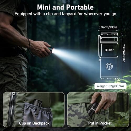 Blukar LED Torch Rechargeable, Super Bright EDC Torch with Magnetic Base — view 4