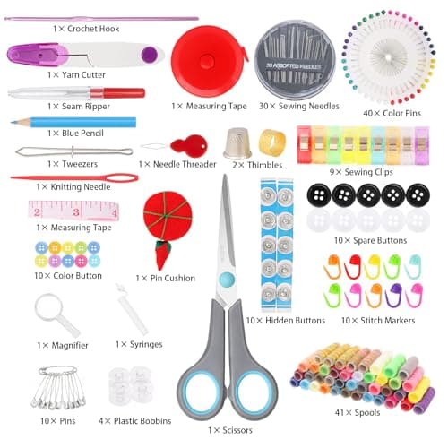 Asdirne Sewing Kit for Adults, 189 PCS Sewing Accessories with 41 XL Spools Thread, Scissors, Thimbles, Tape Measure & Portable Carry Case, Premium DIY Repair Kit for Home, Travel and Daily Use, Black — view 3