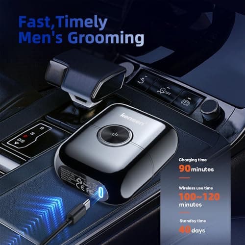 Kensen Mini Foil Shaver for Men, 4 Floating Blades, Travel Electric Razor — view 6