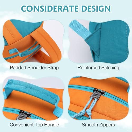 VASCHY School Bag, Lightweight Classic Backpack Cute Aesthetic Bookbag Daypack for Teen Boys Girls Traveling/Gym/Middle School Orange Green — view 5