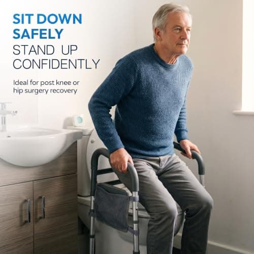 Toilet Safety Rails Adjustable Toilet Frame Compact for Elderly Adults Senior Disabled Toilet Assistance Handles Fit Most Toilets Foldable Portable Lightweight Travel Friendly (Standard) — view 5