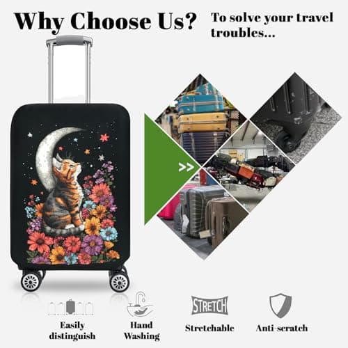 SICANAUO Luggage Covers, Elastic Travel Suitcase Protector, Personalised Suitcase Cover, Anti-Scratch Luggage Storage Covers, Travel Trolley Case Protector (Style 11, L (26-28 inch suitcase)) — view 4